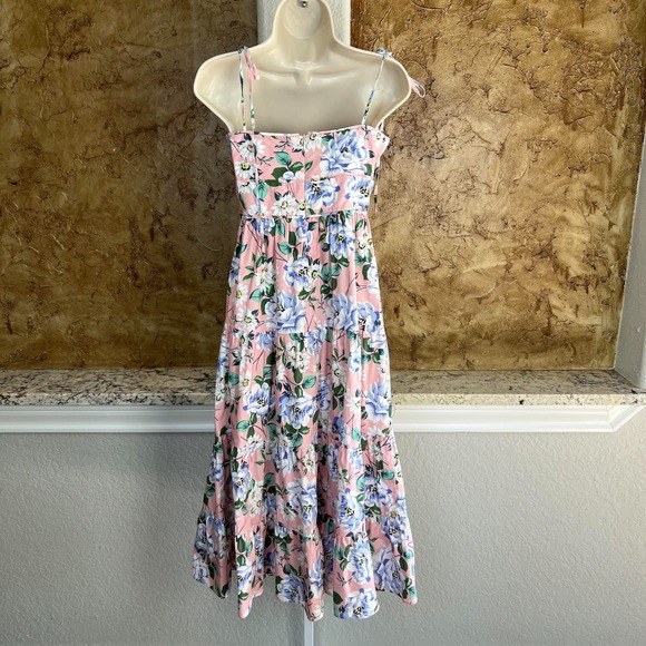 Yumi Kim Birch Dress Womens 2 Tie Spaghetti Straps Floral Bohemian Hippie Pink - Picture 4 of 9